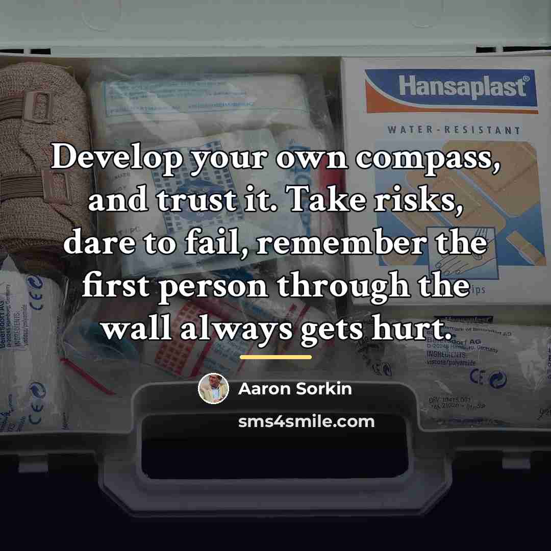 “Develop your own compass, and trust it. Take risks, dare…” quote by Aaron Sorkin