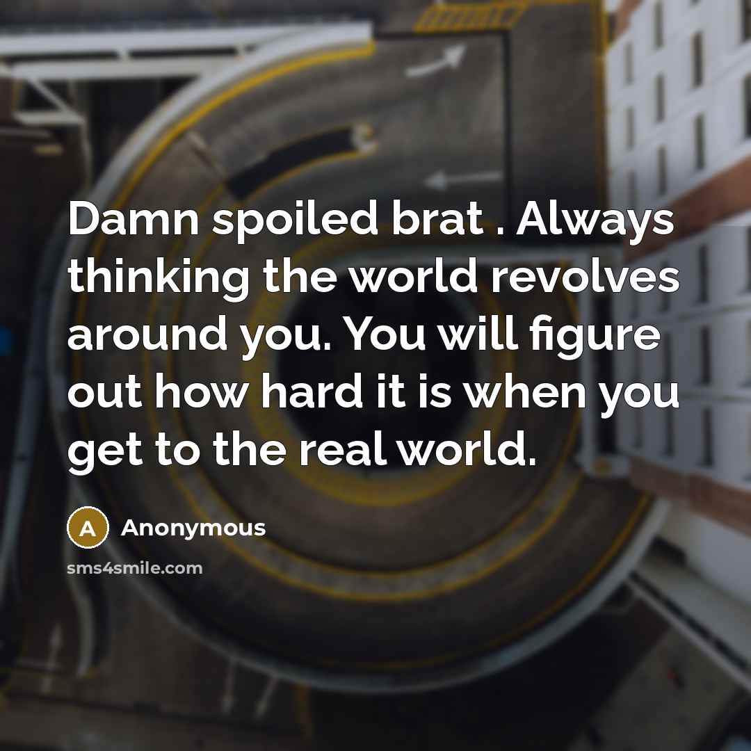 “Damn spoiled brat . Always thinking the world revolves around…” quote by Anonymous