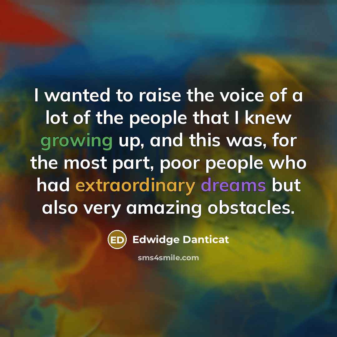 “I wanted to raise the voice of a lot of…” quote by Edwidge Danticat