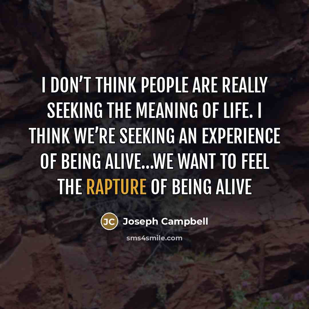 “I don’t think people are really seeking the meaning of…” quote by Joseph Campbell