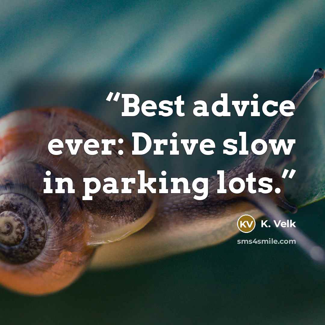 “Best advice ever: Drive slow in parking lots.” quote by K. Velk