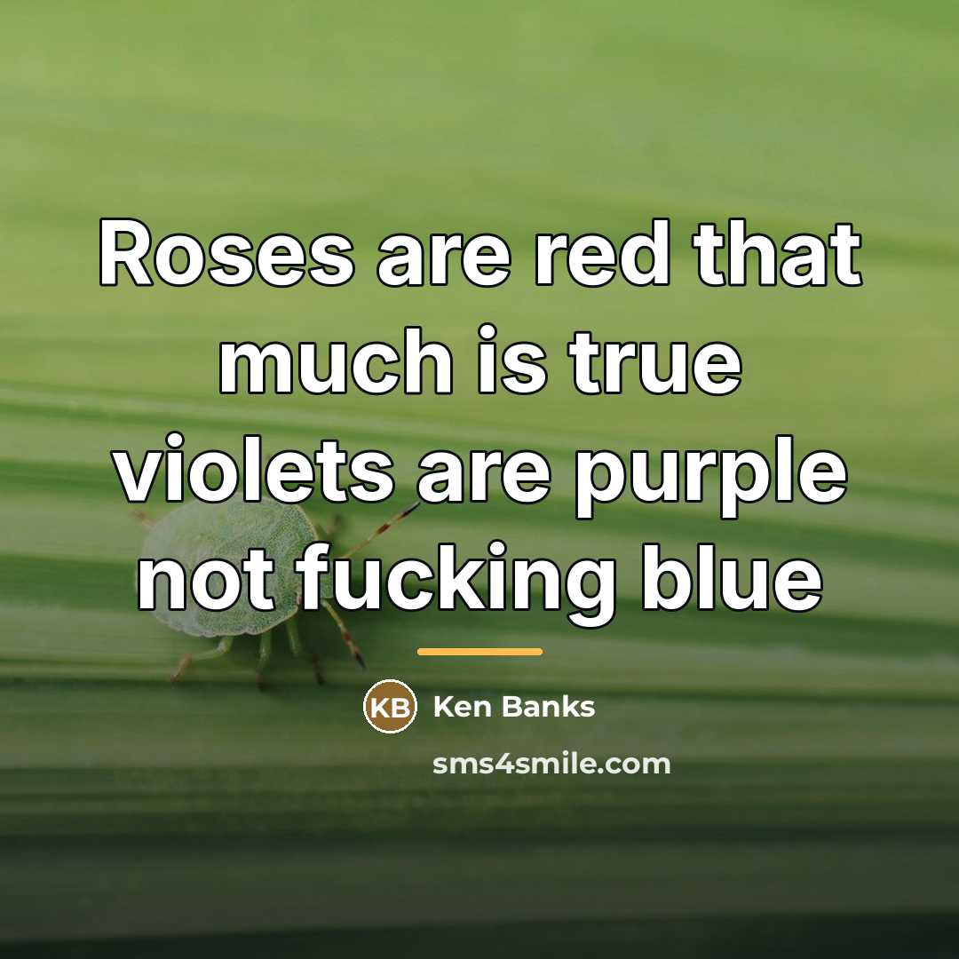 “Roses are red that much is true violets are purple…” quote by Anonymous