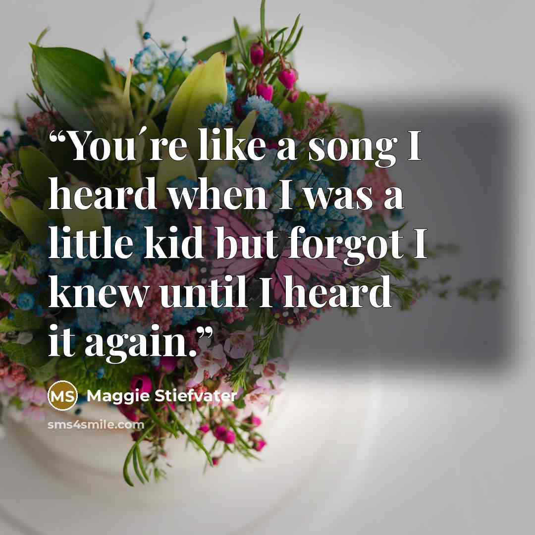 “You´re like a song I heard when I was a little kid but forgot I knew until I heard it again.” quote by Maggie Stiefvater