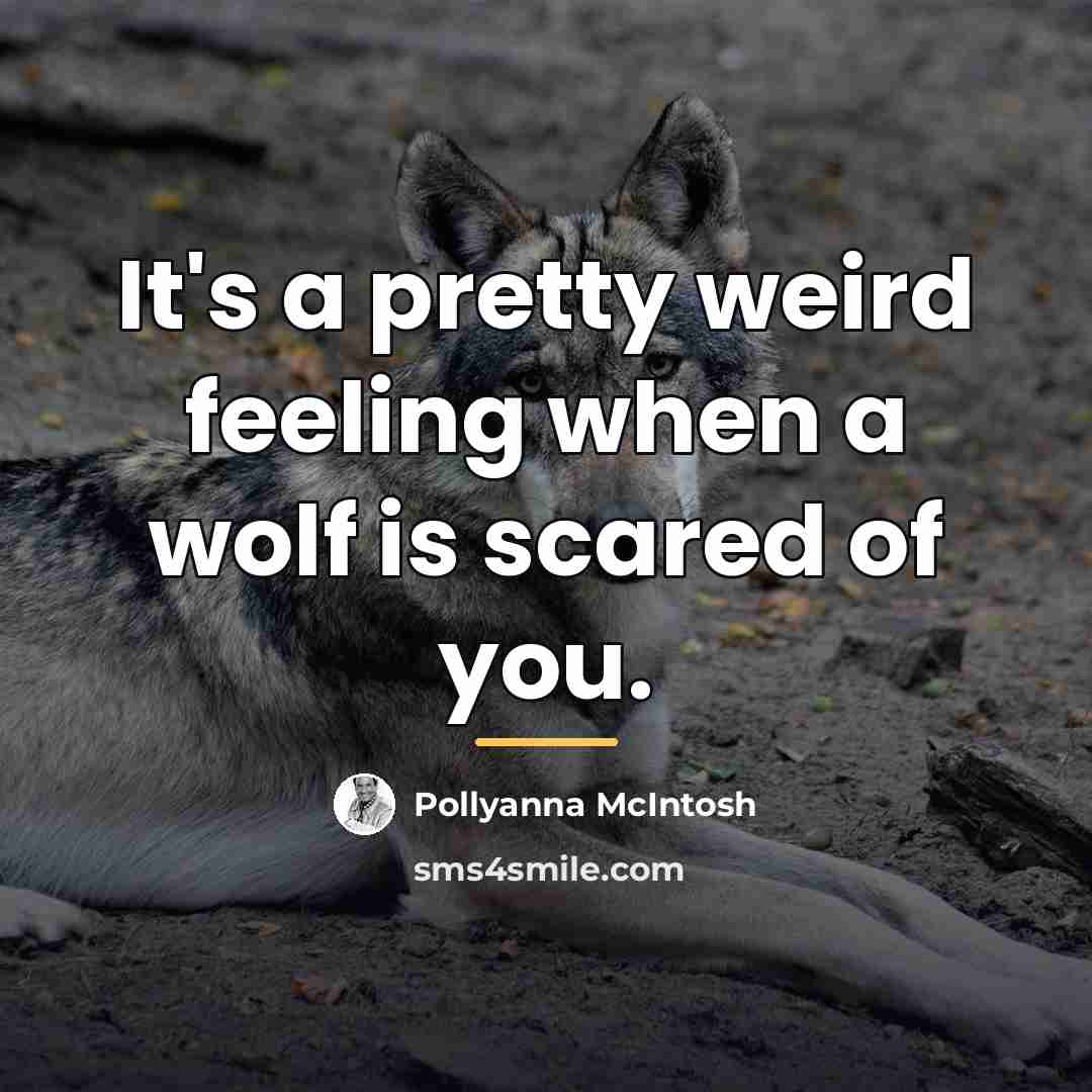 “It's a pretty weird feeling when a wolf is scared…” quote by Pollyanna McIntosh