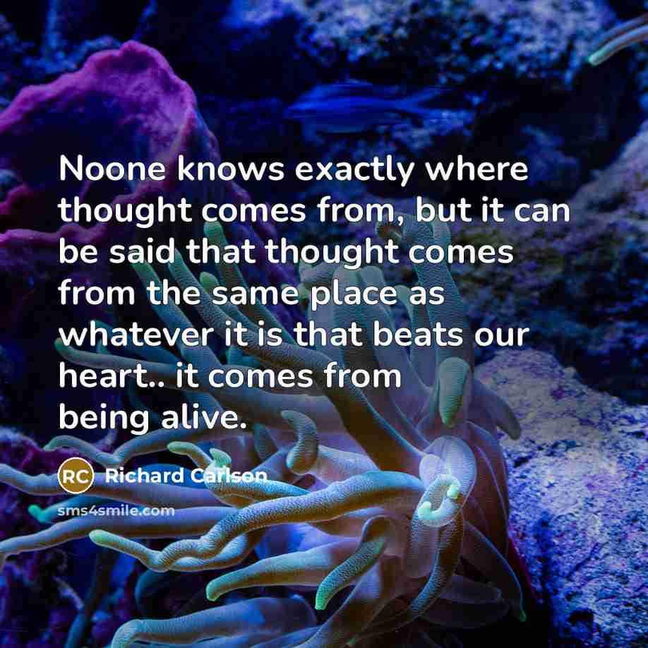 “Noone knows exactly where thought comes from, but it can…” quote by Richard Carlson