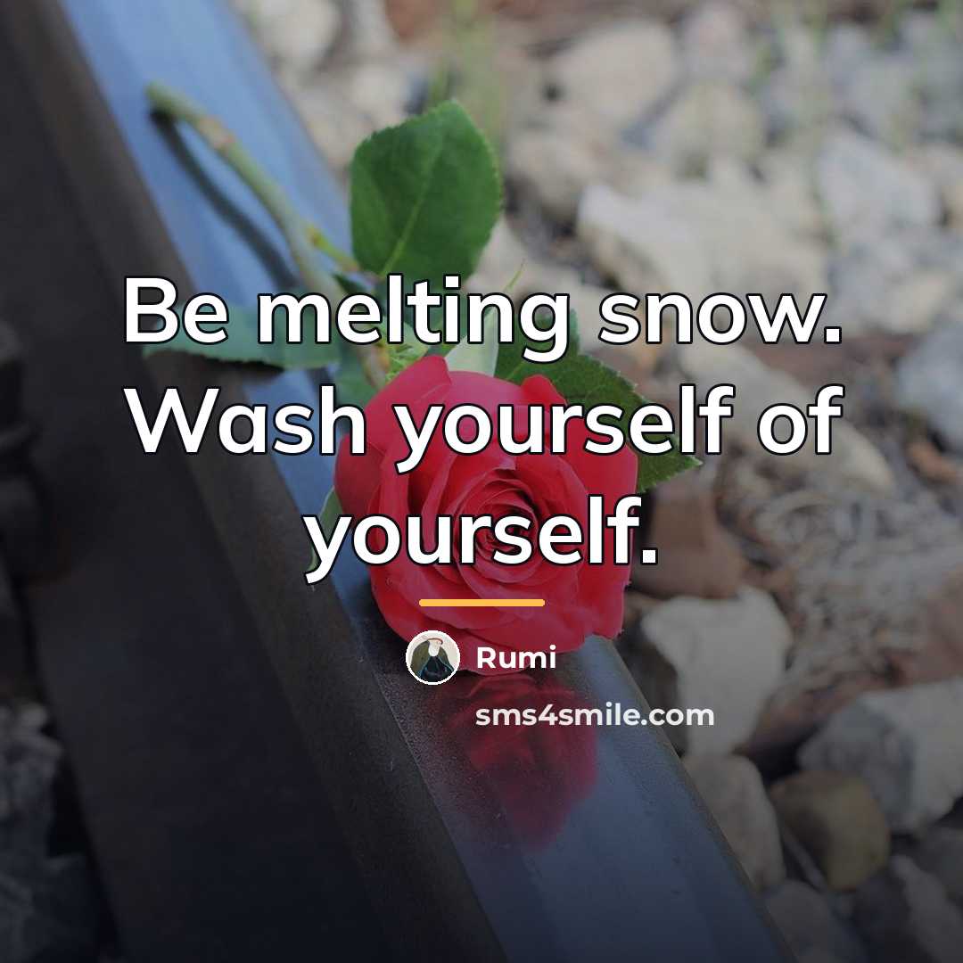 “Be melting snow. Wash yourself of yourself.…” quote by Rumi