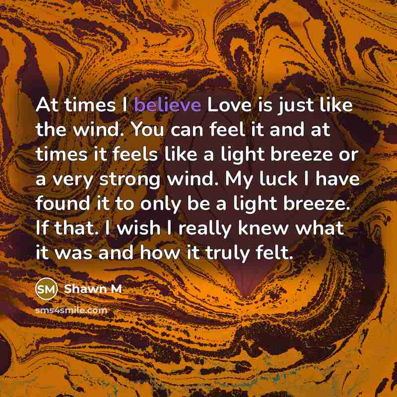 “At times I believe Love is just like the wind.…” quote by Shawn M