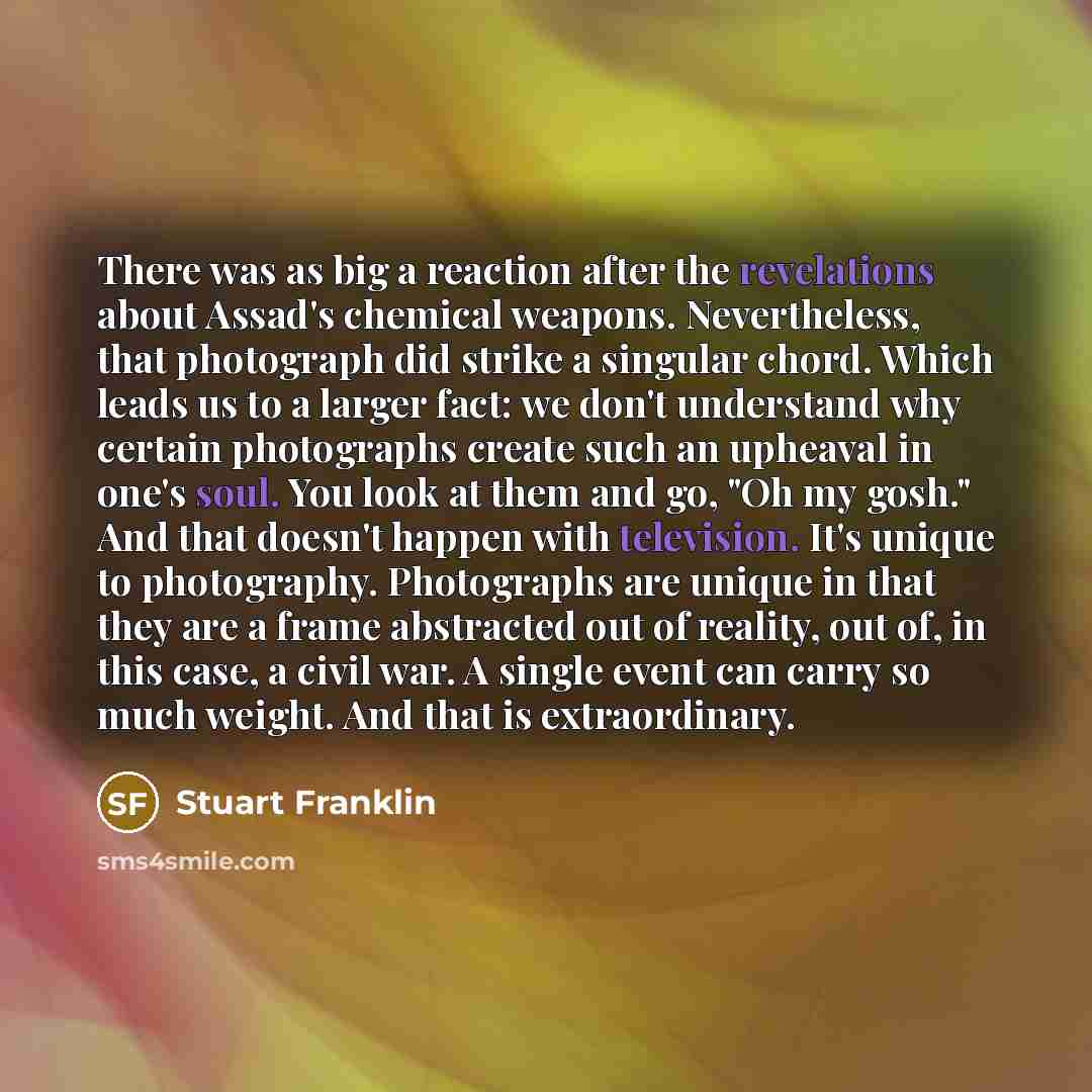 “There was as big a reaction after the revelations about…” quote by Stuart Franklin