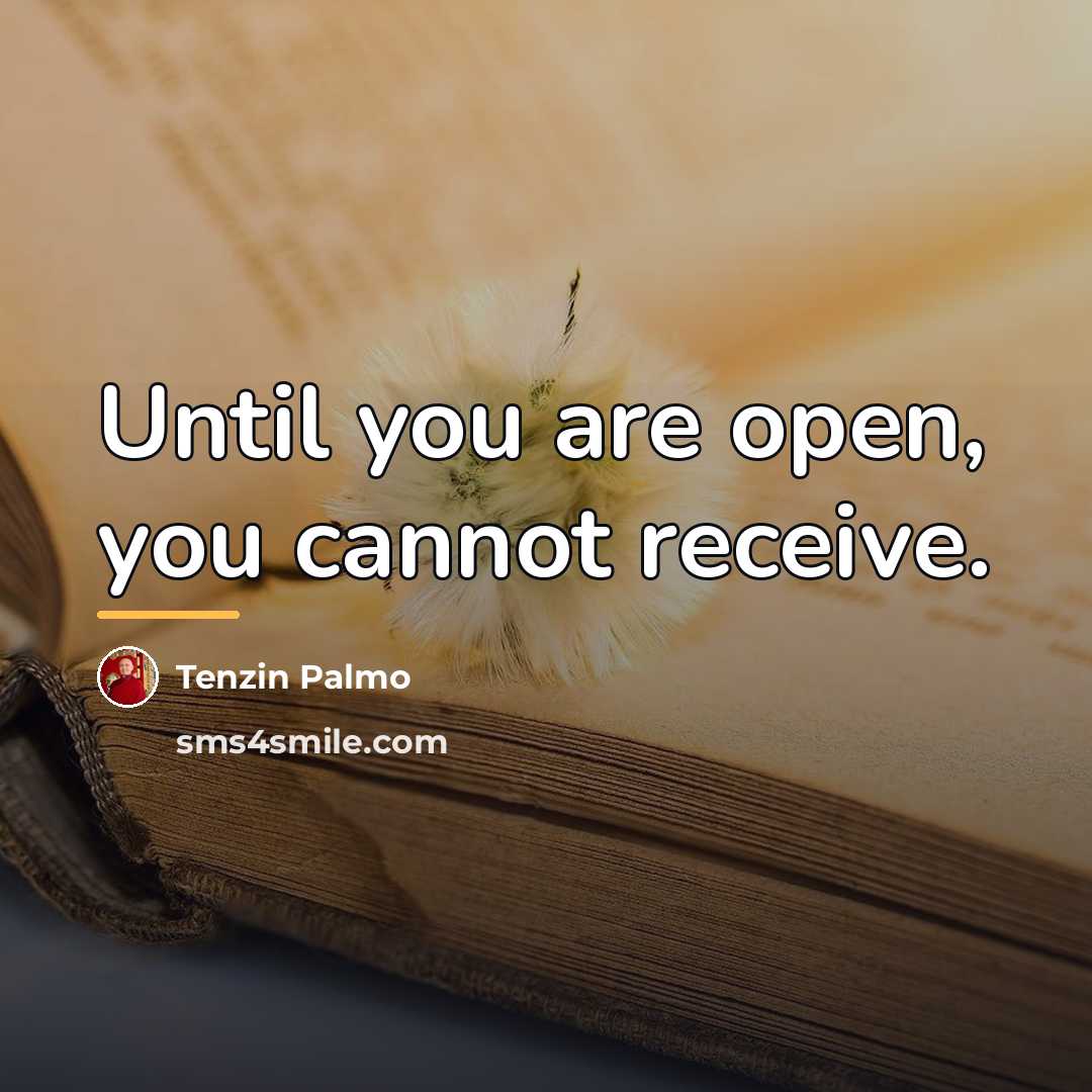 “Until you are open, you cannot receive.…” quote by Tenzin Palmo