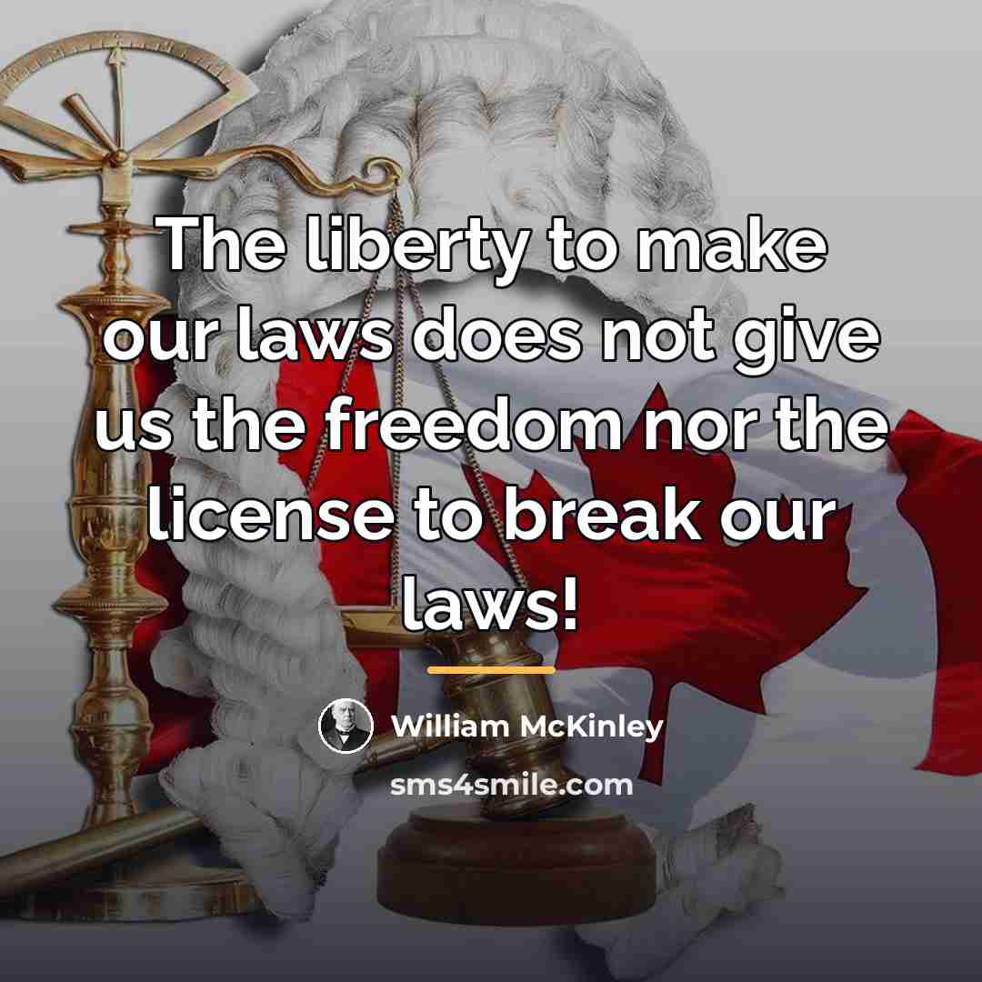 “The liberty to make our laws does not give us…” quote by William McKinley