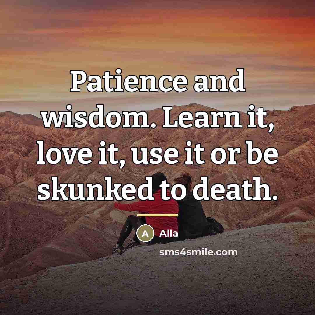 “Patience and wisdom. Learn it, love it, use it or…” quote by Alla