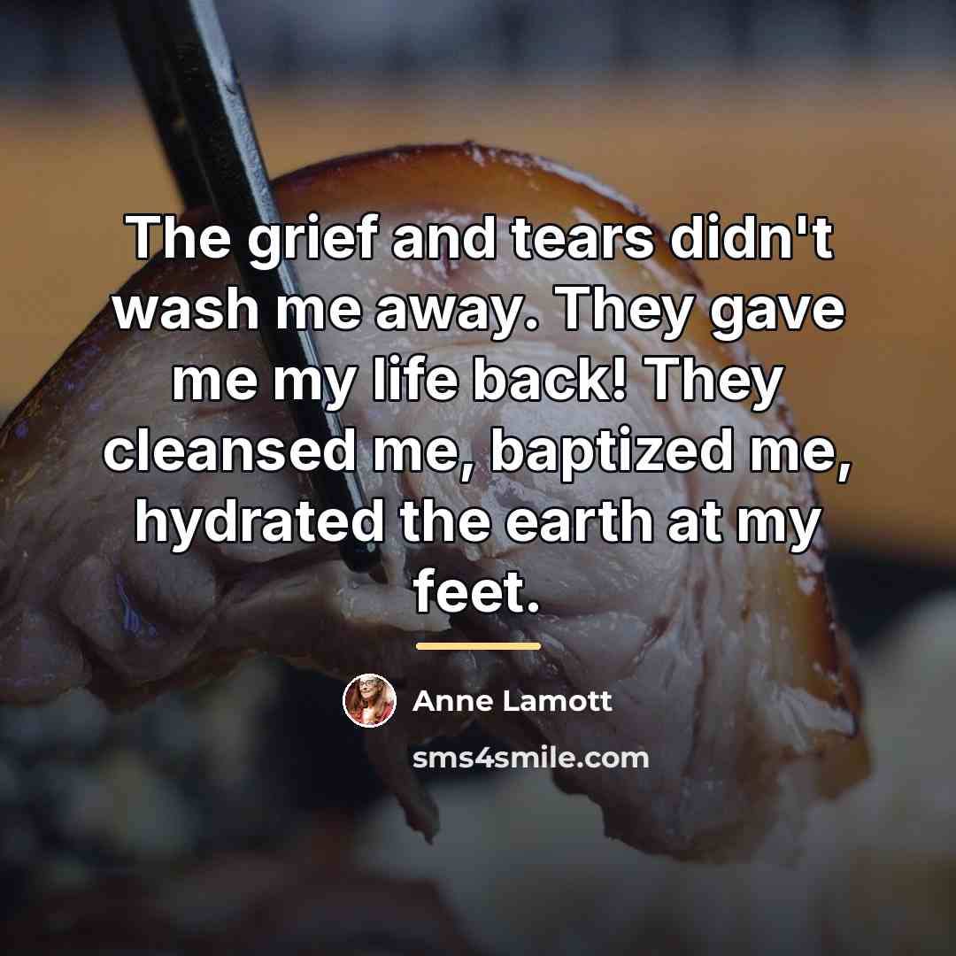 “The grief and tears didn't wash me away. They gave…” quote by Anne Lamott