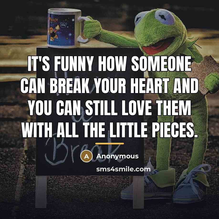 “It's funny how someone can break your heart and you…” quote by Anonymous