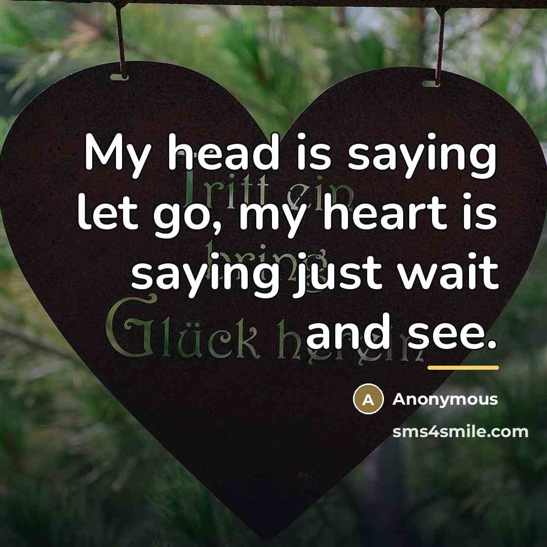“My head is saying let go, my heart is saying…” quote by Anonymous