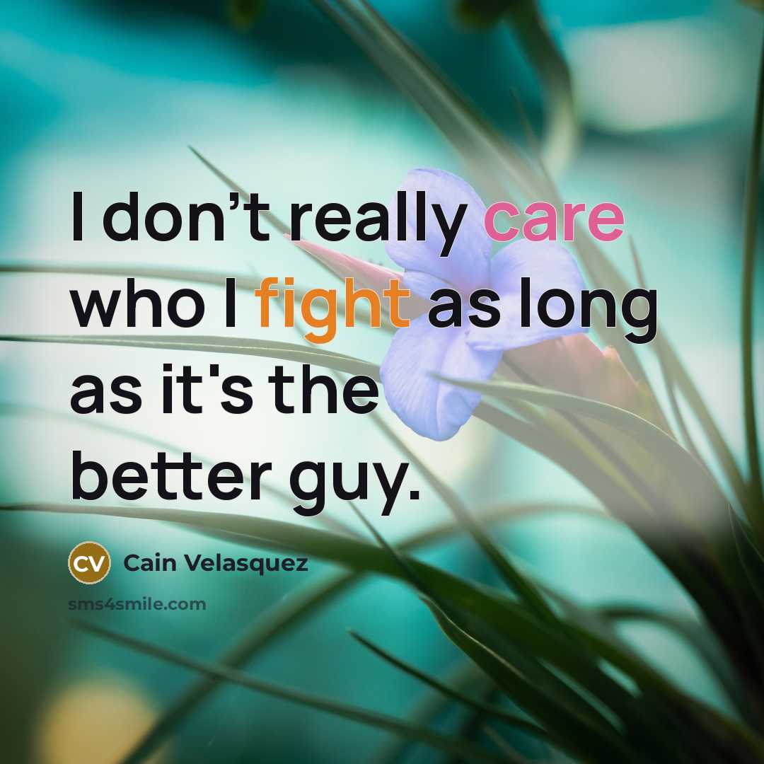 “I don't really care who I fight as long as…” quote by Cain Velasquez