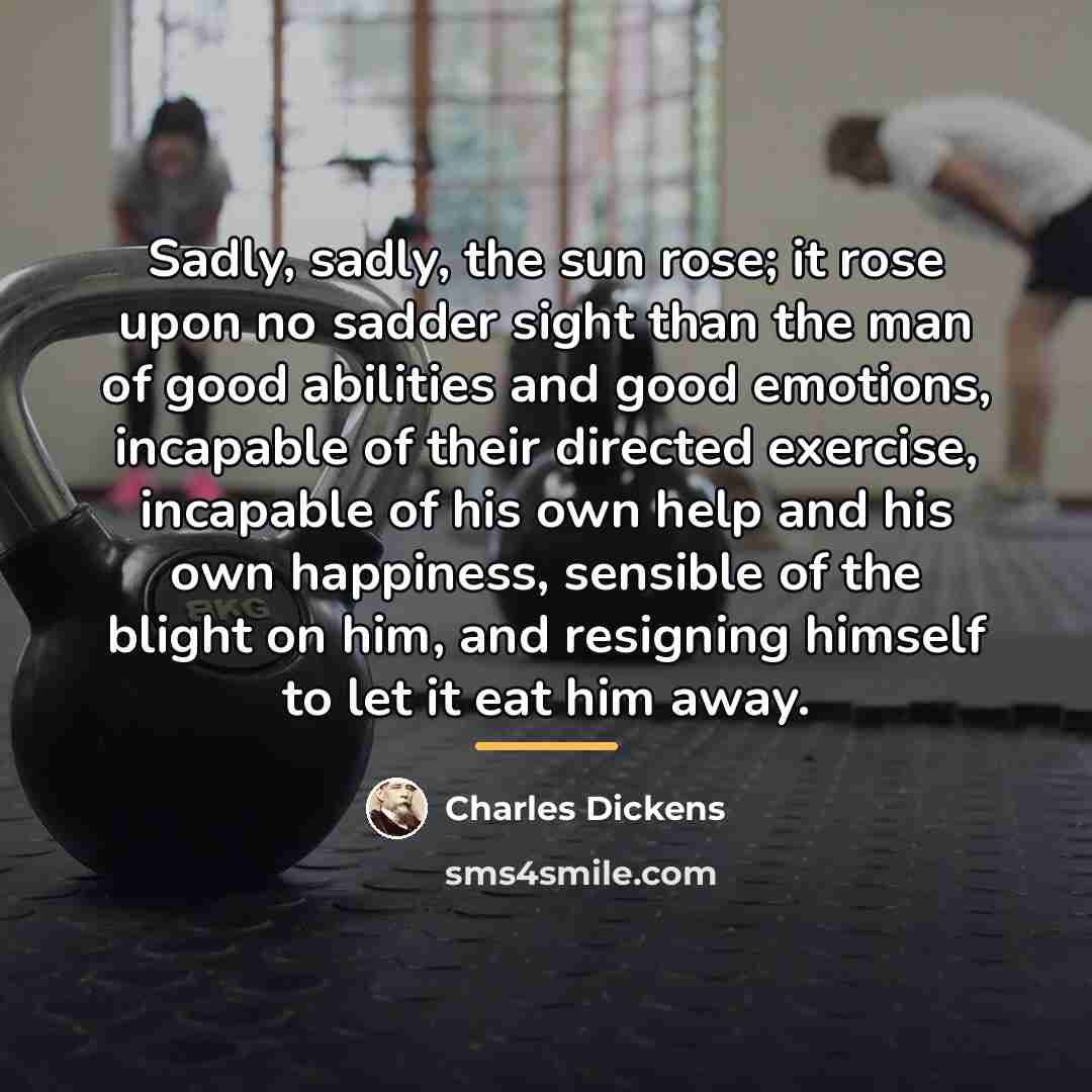 “Sadly, sadly, the sun rose; it rose upon no sadder…” quote by Charles Dickens