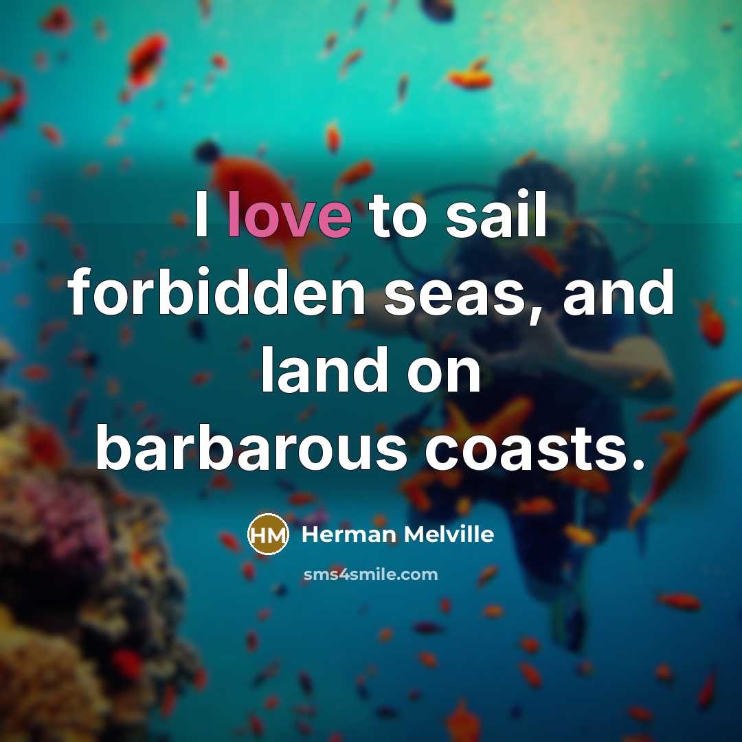 “I love to sail forbidden seas, and land on barbarous…” quote by Herman Melville