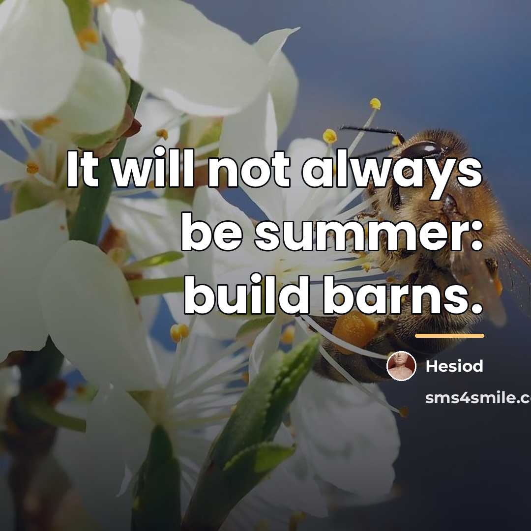 “It will not always be summer: build barns.…” quote by Hesiod