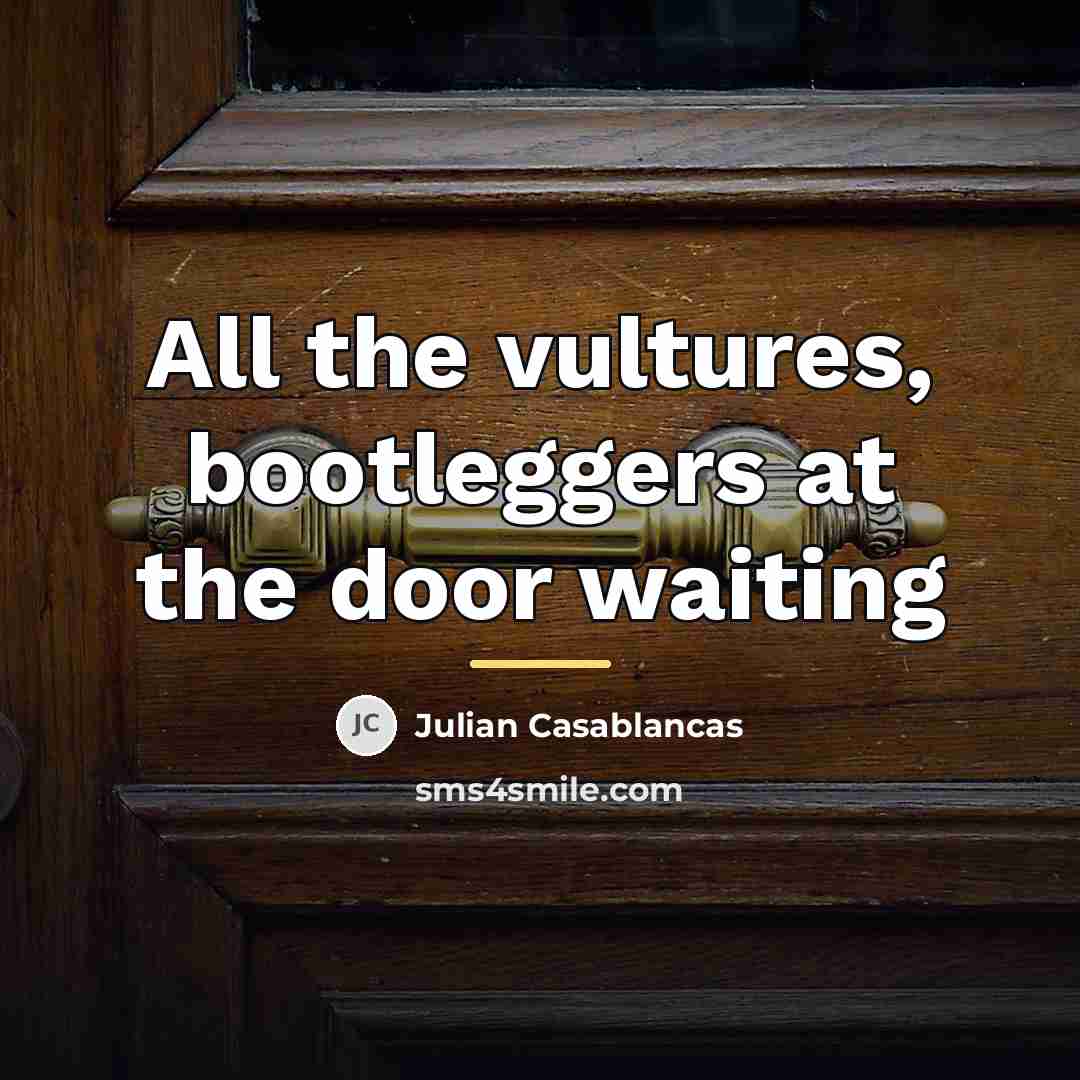 “All the vultures, bootleggers at the door waiting…” quote by Julian Casablancas
