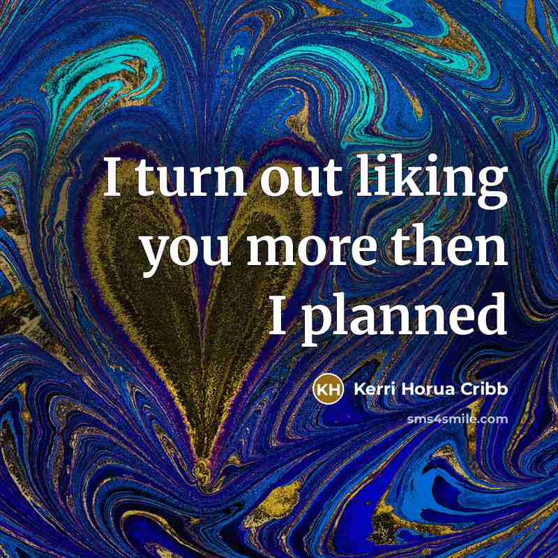 “I turn out liking you more then I planned” quote by Kerri Horua Cribb