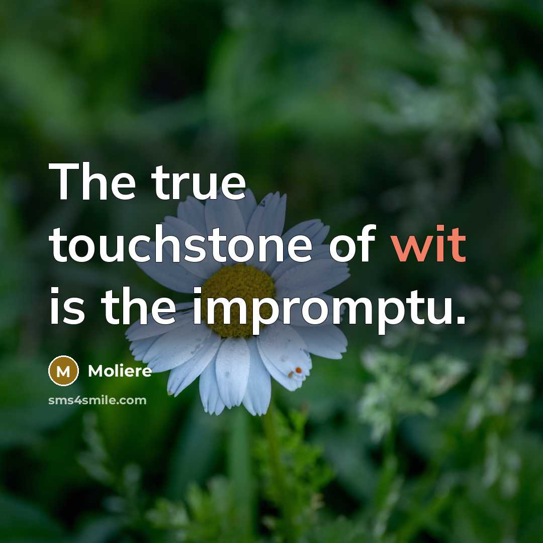 “The true touchstone of wit is the impromptu.” quote by Moliere