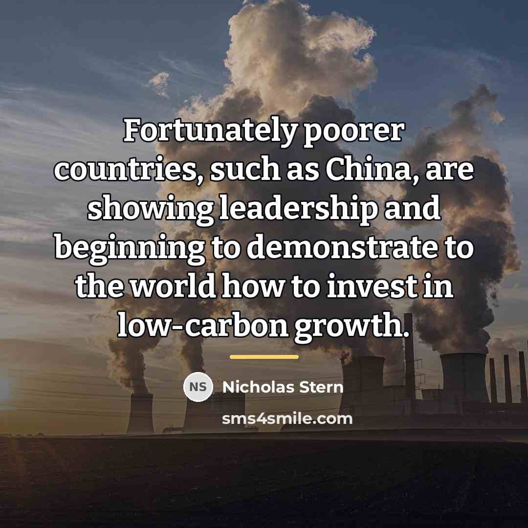 “Fortunately poorer countries, such as China, are showing leadership and…” quote by Nicholas Stern