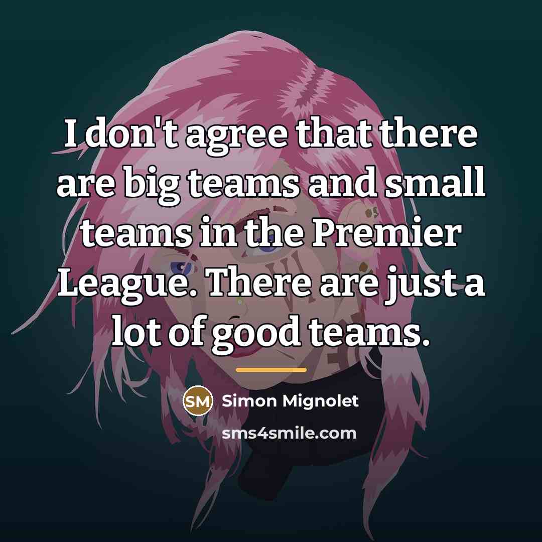 “I don't agree that there are big teams and small…” quote by Simon Mignolet
