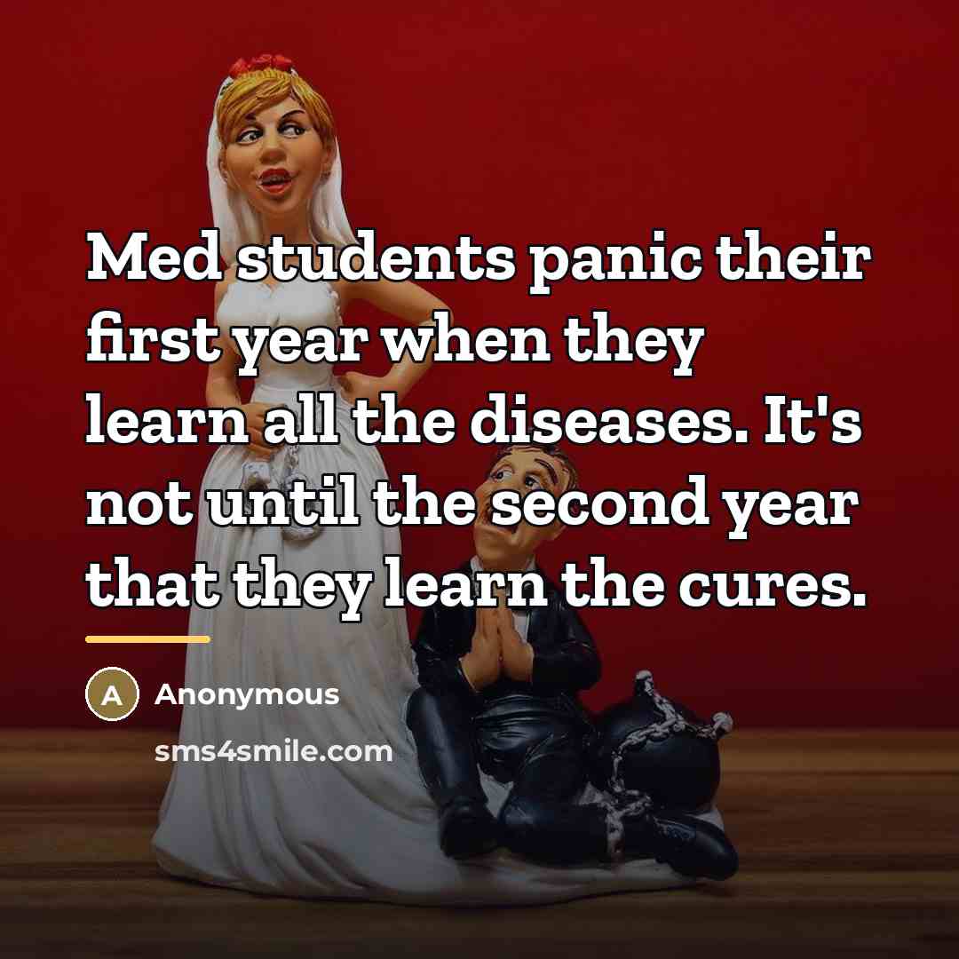 “Med students panic their first year when they learn all…” quote by Anonymous