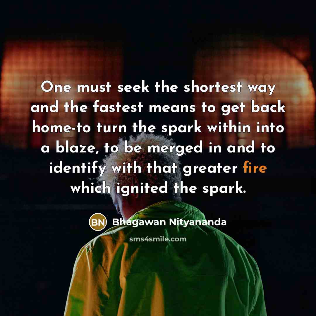 “One must seek the shortest way and the fastest means…” quote by Bhagawan Nityananda