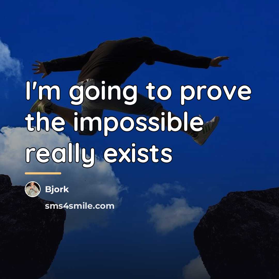 “I'm going to prove the impossible really exists…” quote by Bjork
