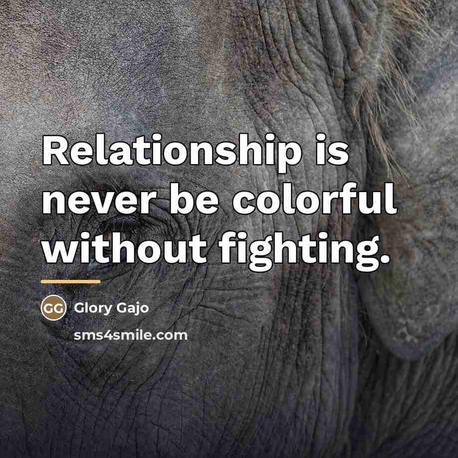 “Relationship is never be colorful without fighting.…” quote by Glory Gajo