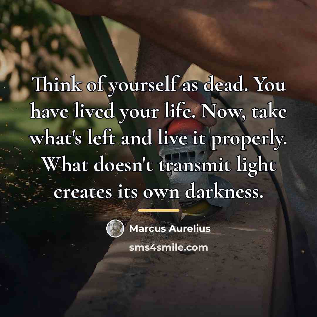 “Think of yourself as dead. You have lived your life.…” quote by Marcus Aurelius
