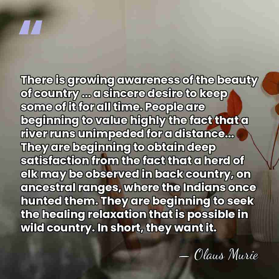 There is growing awareness of the beauty of country ... a sincere&hellip; - Olaus Murie