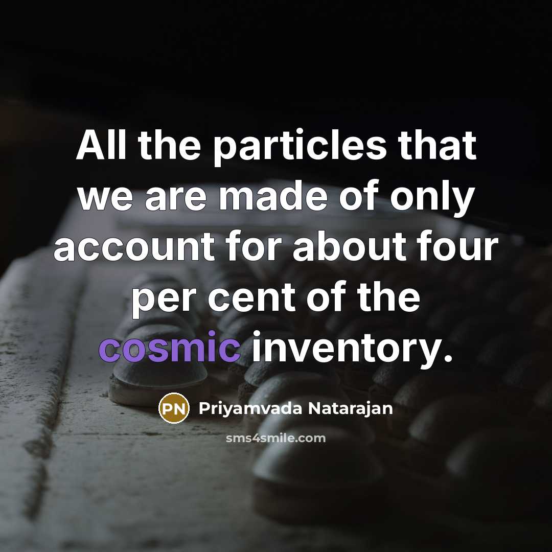 “All the particles that we are made of only account…” quote by Priyamvada Natarajan