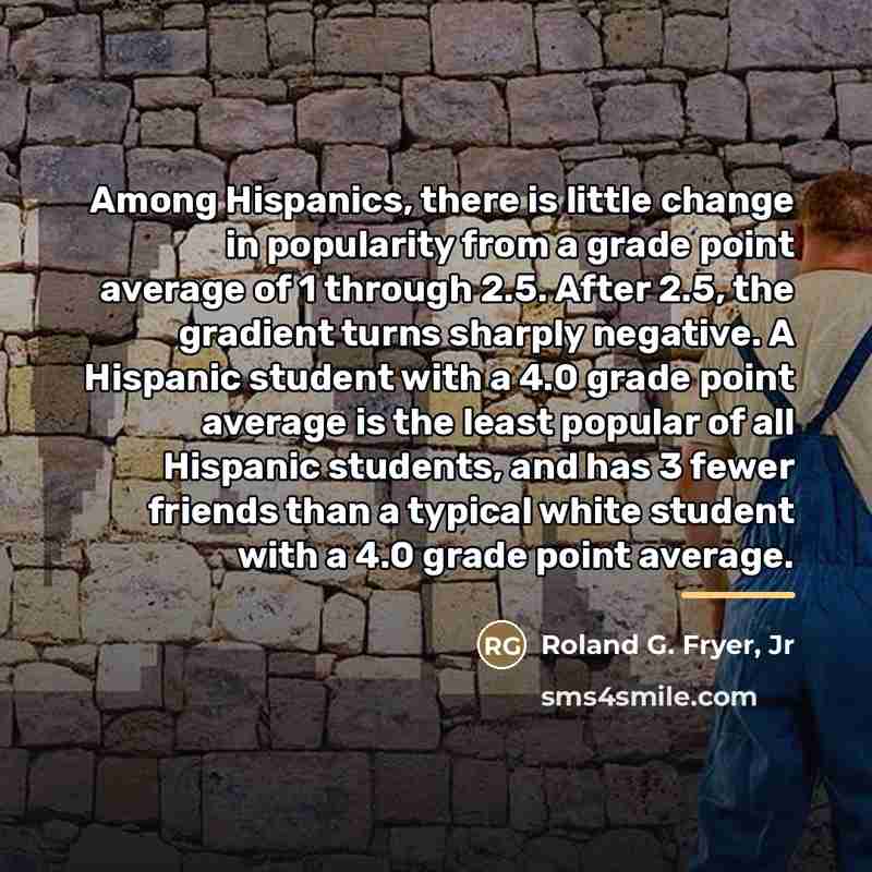 “Among Hispanics, there is little change in popularity from a…” quote by Roland G. Fryer Jr