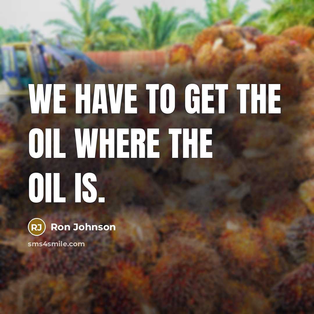 “We have to get the oil where the oil is.…” quote by Ron Johnson