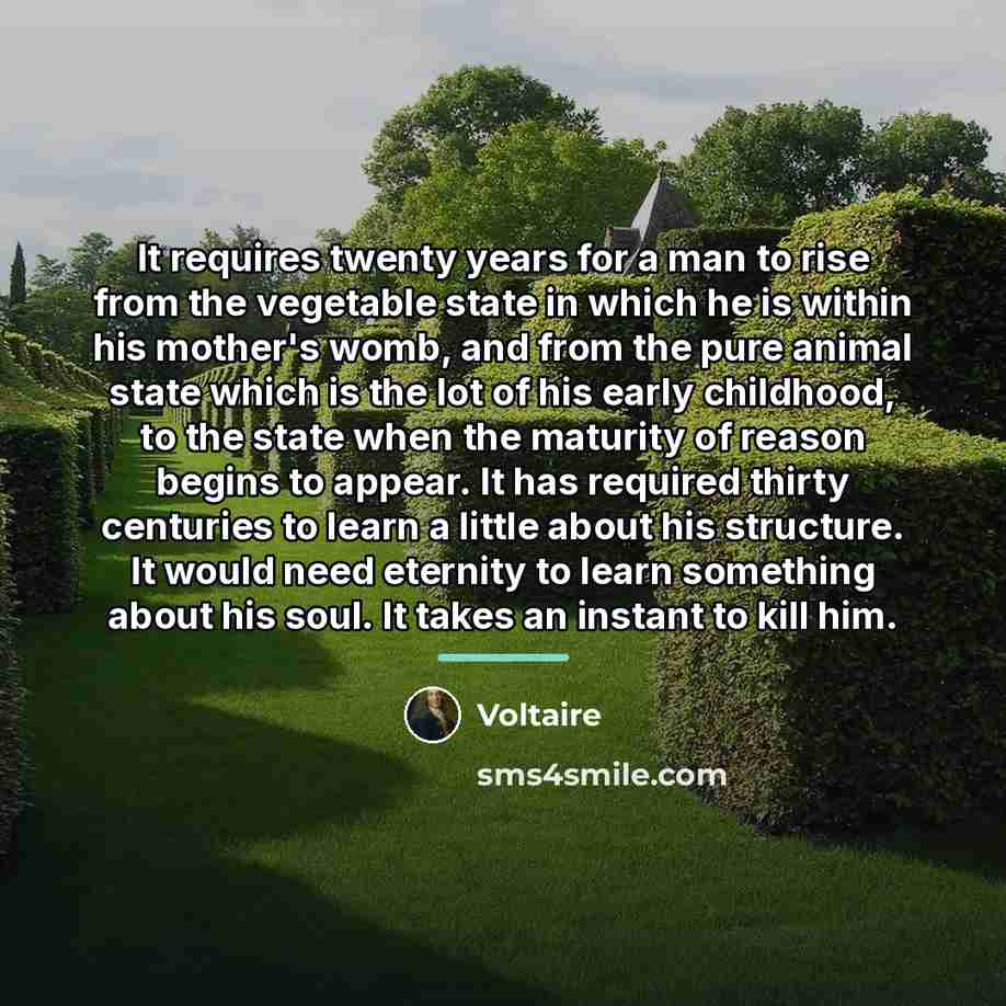 “It requires twenty years for a man to rise from…” quote by Voltaire
