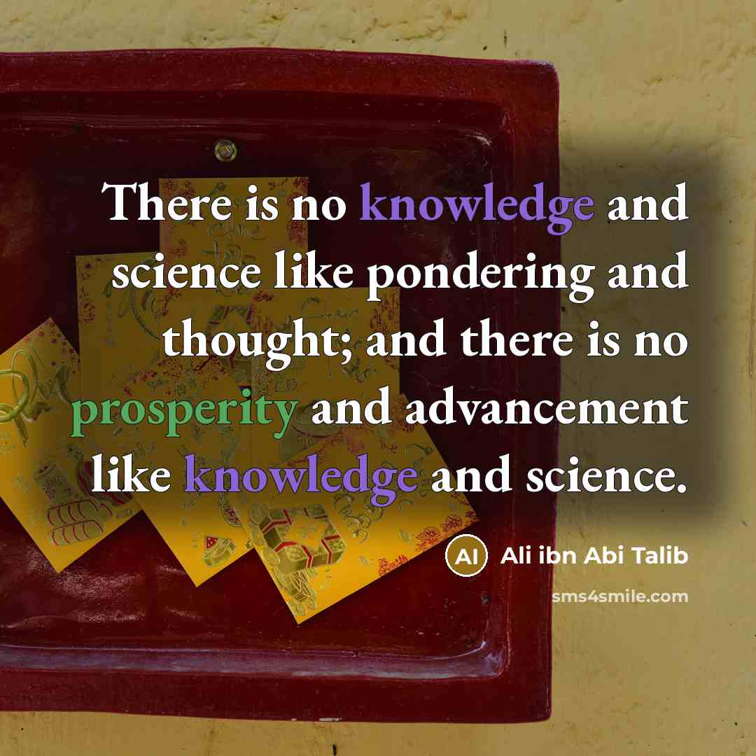 “There is no knowledge and science like pondering and thought;…” quote by Ali ibn Abi Talib