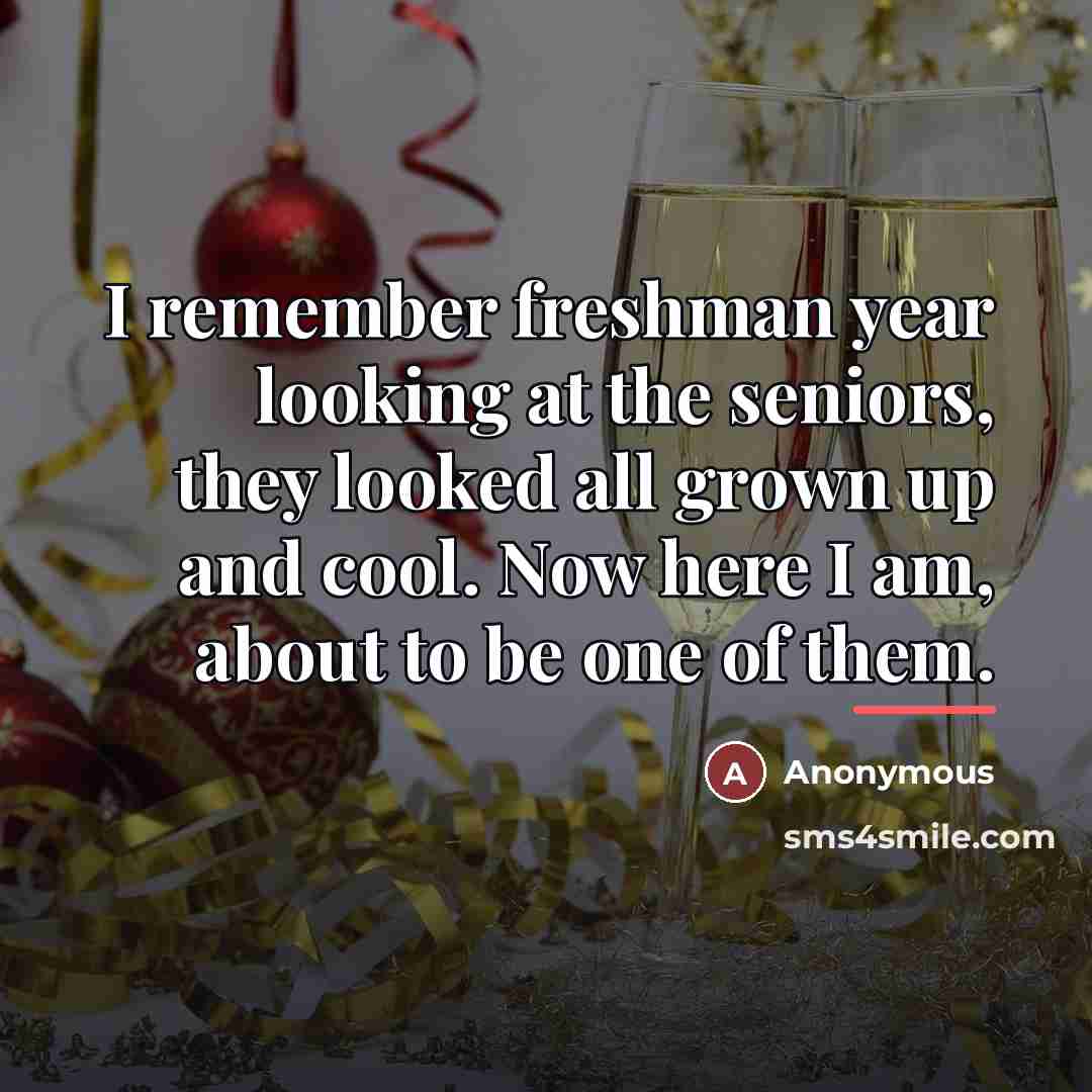 “I remember freshman year looking at the seniors, they looked…” quote by Anonymous