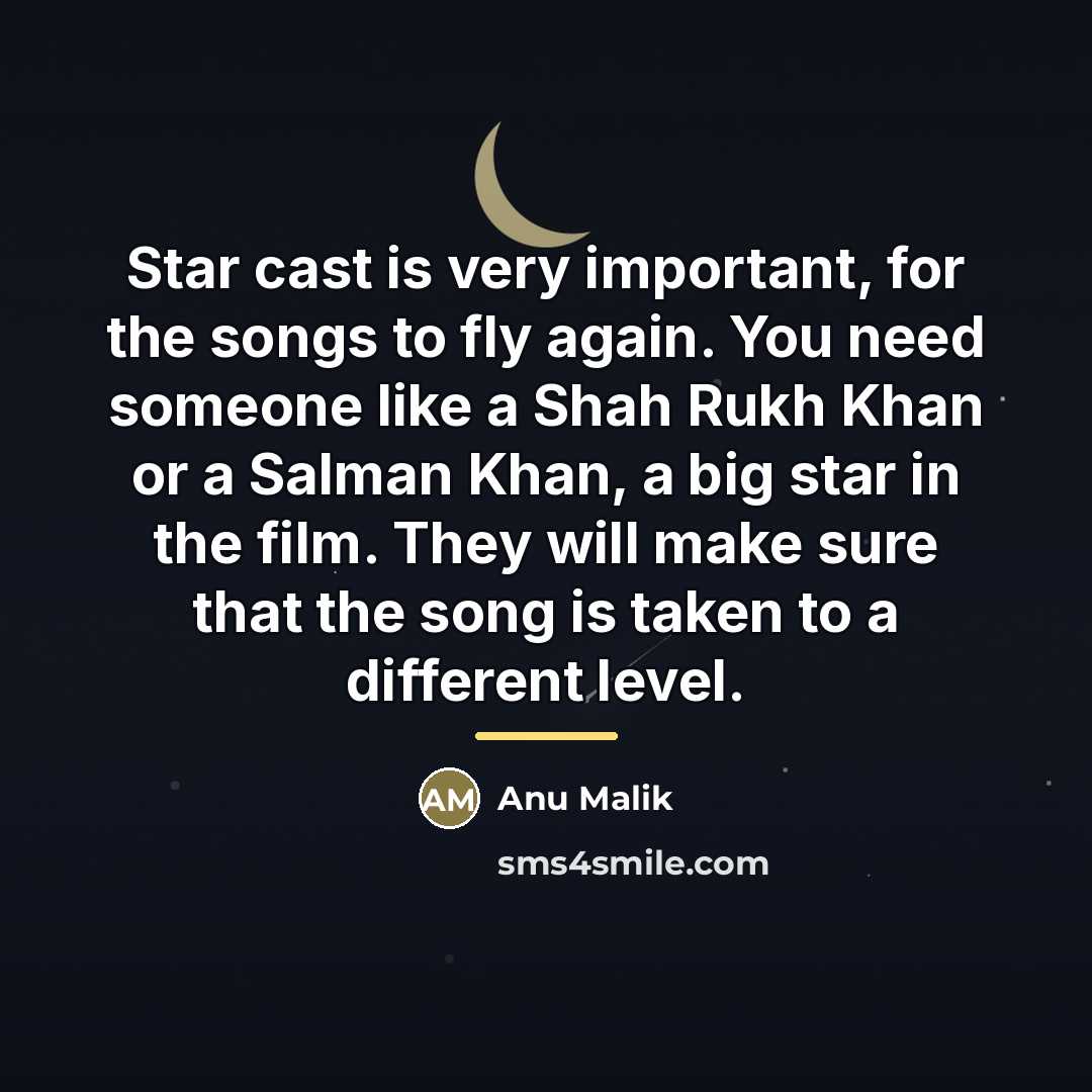 “Star cast is very important, for the songs to fly…” quote by Anu Malik