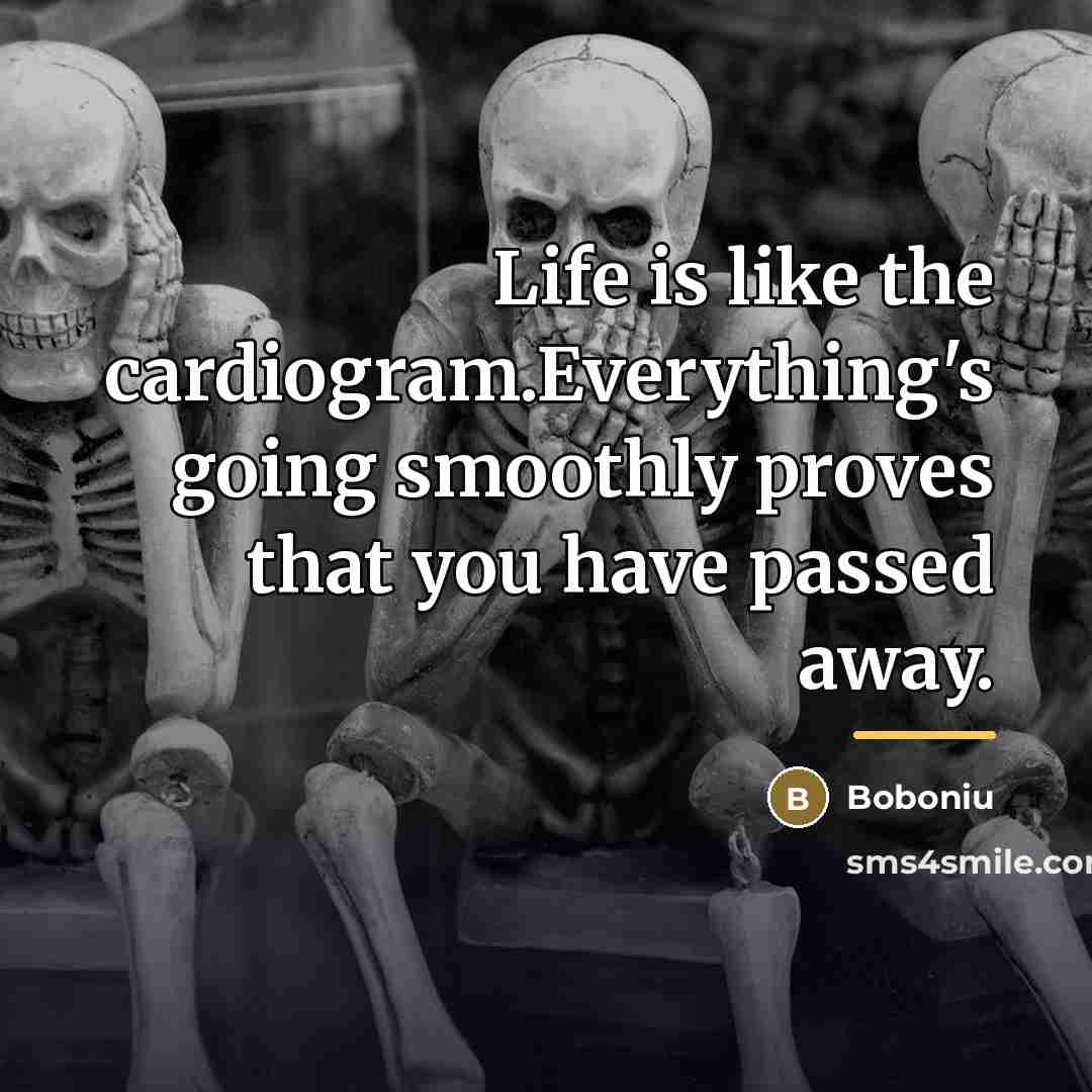 “Life is like the cardiogram.Everything's going smoothly proves that you…” quote by Boboniu