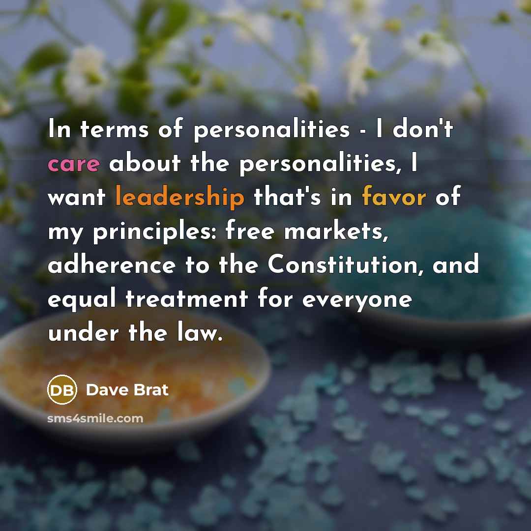 “In terms of personalities - I don't care about the…” quote by Dave Brat