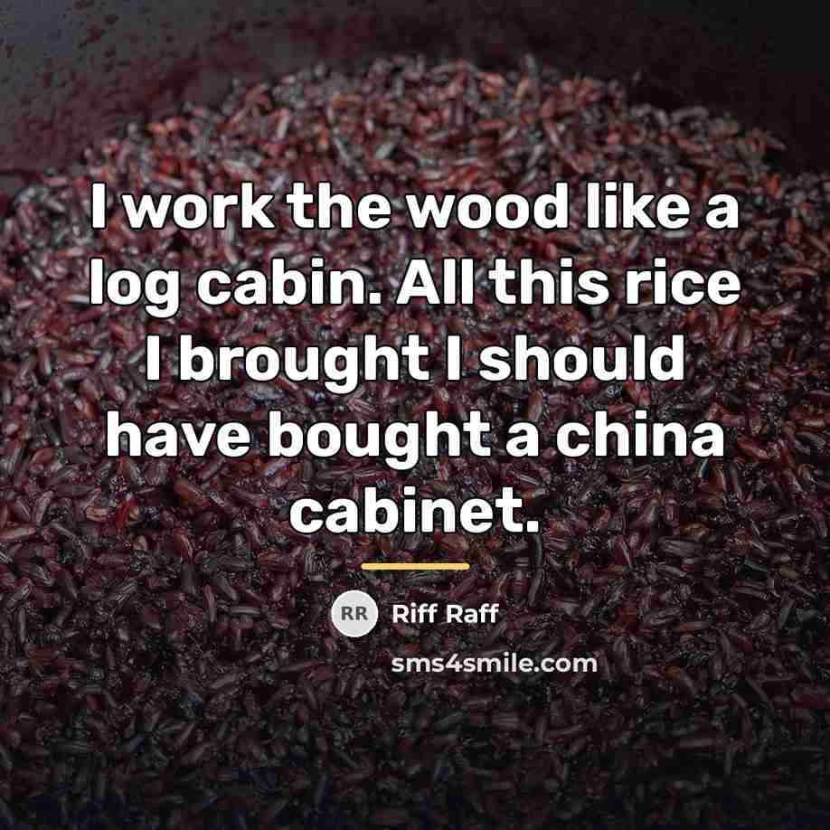 “I work the wood like a log cabin. All this…” quote by Riff Raff