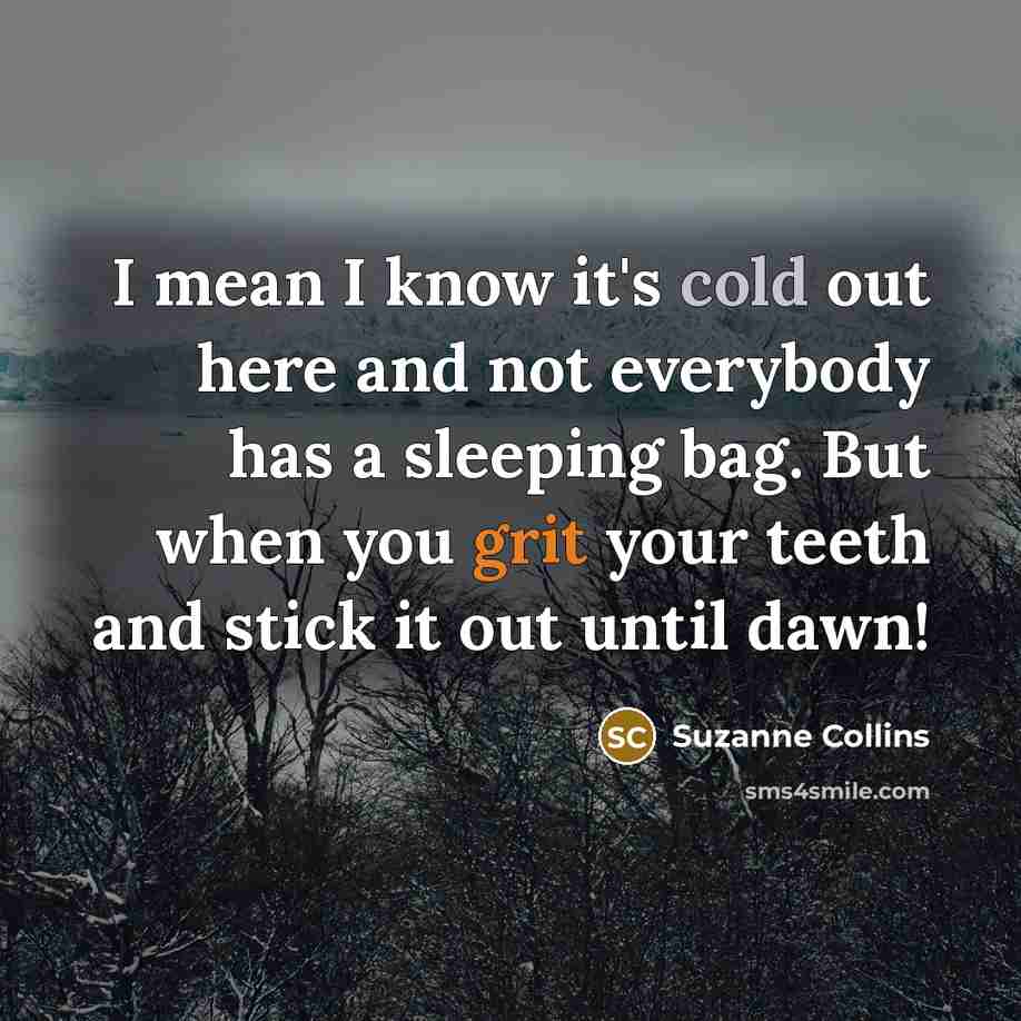 “I mean I know it's cold out here and not…” quote by Suzanne Collins