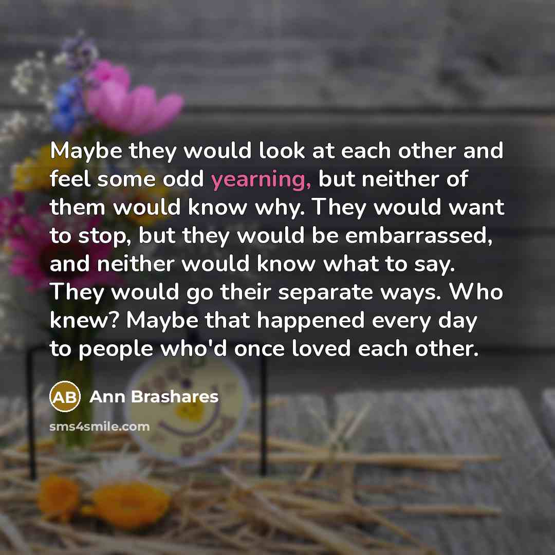 “Maybe they would look at each other and feel some…” quote by Ann Brashares