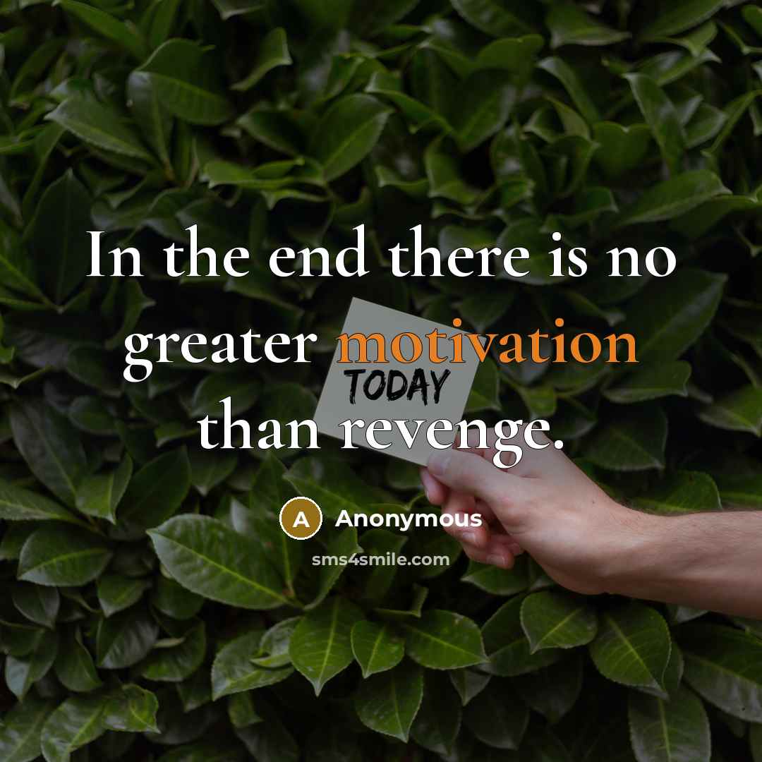 “In the end there is no greater motivation than revenge.…” quote by Anonymous