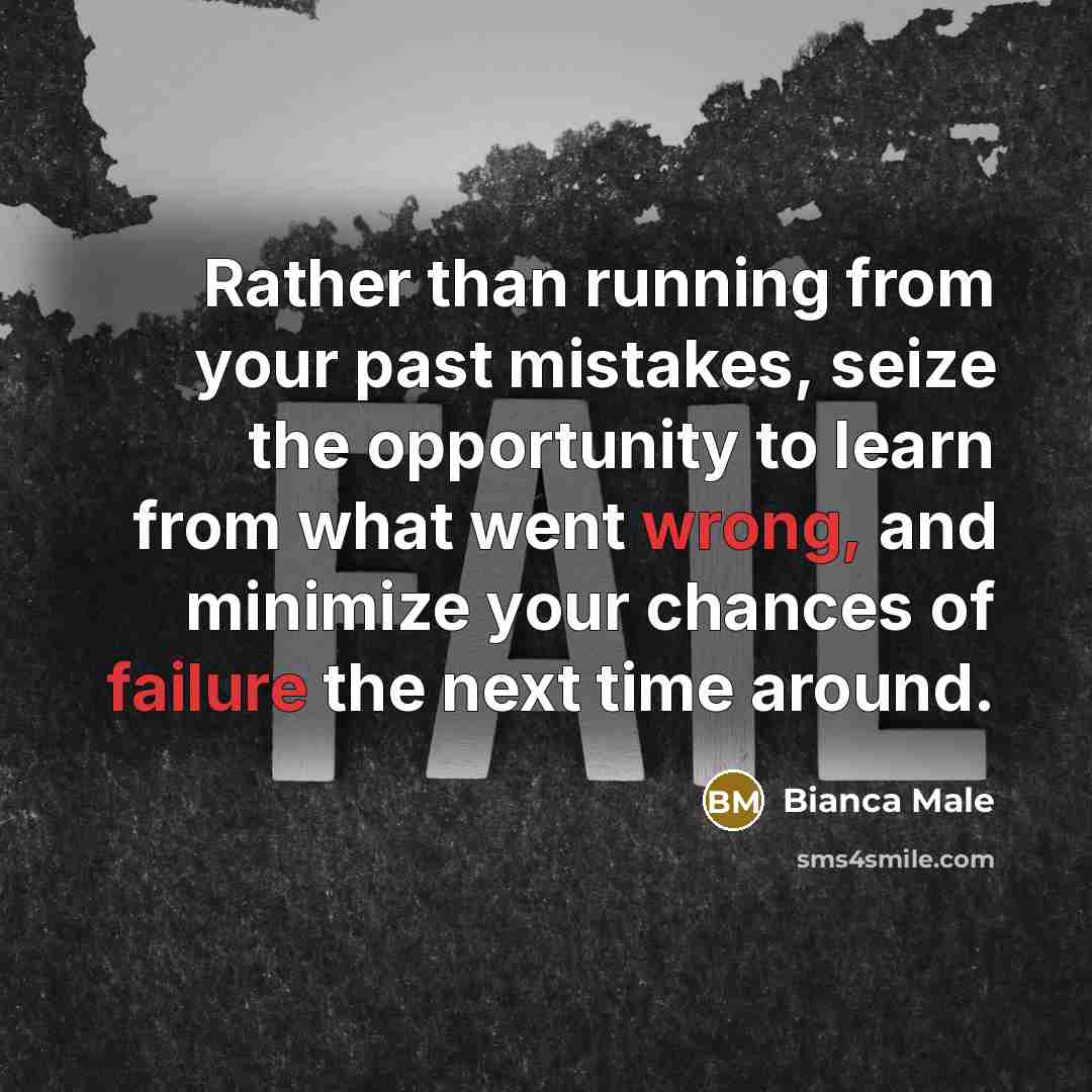“Rather than running from your past mistakes, seize the opportunity to learn from what went wrong, and minimize your chances of failure the next time around.” quote by Bianca Male