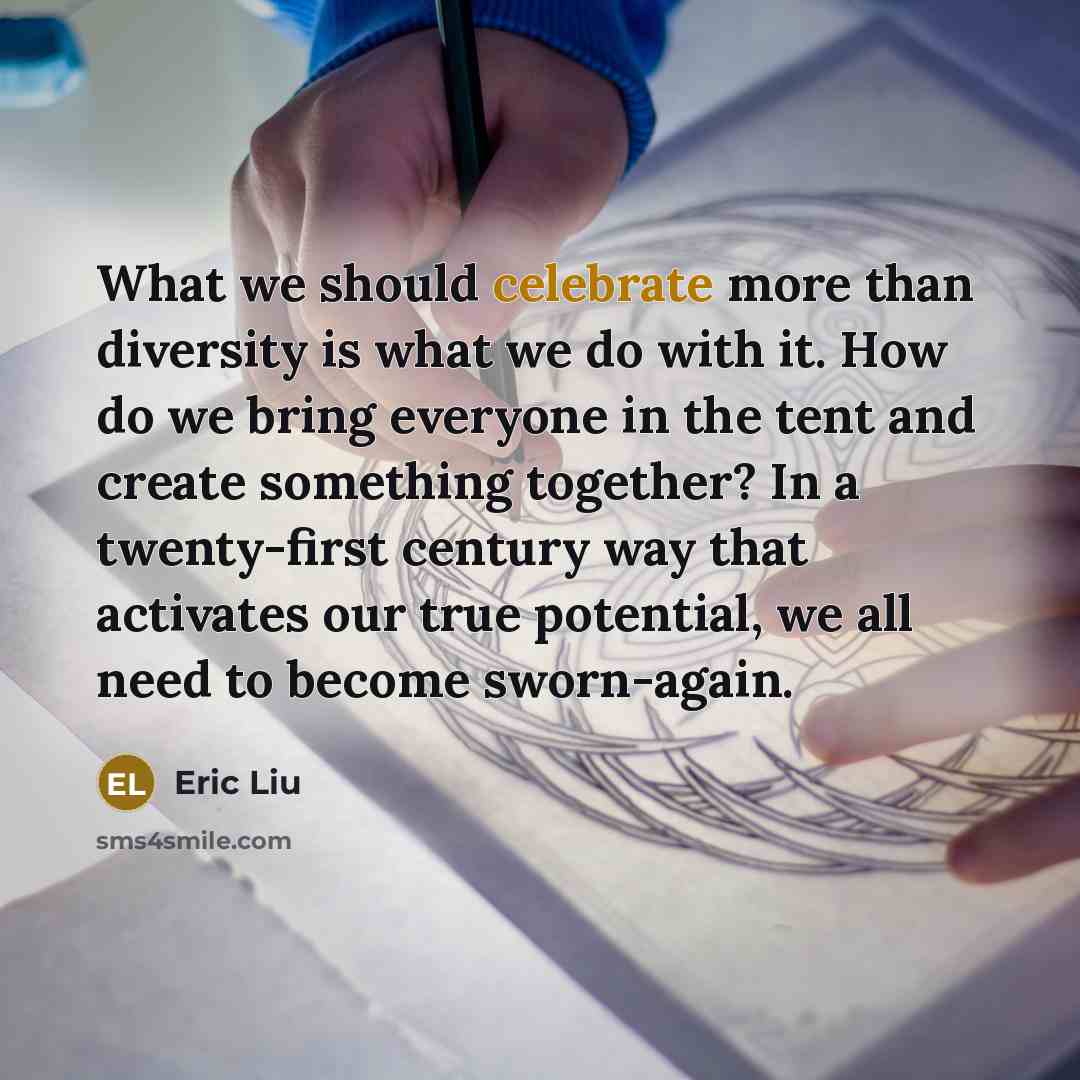 “What we should celebrate more than diversity is what we…” quote by Eric Liu