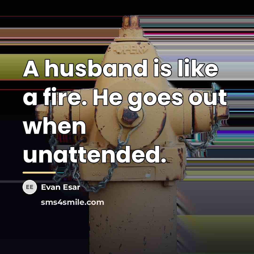“A husband is like a fire. He goes out when…” quote by Evan Esar