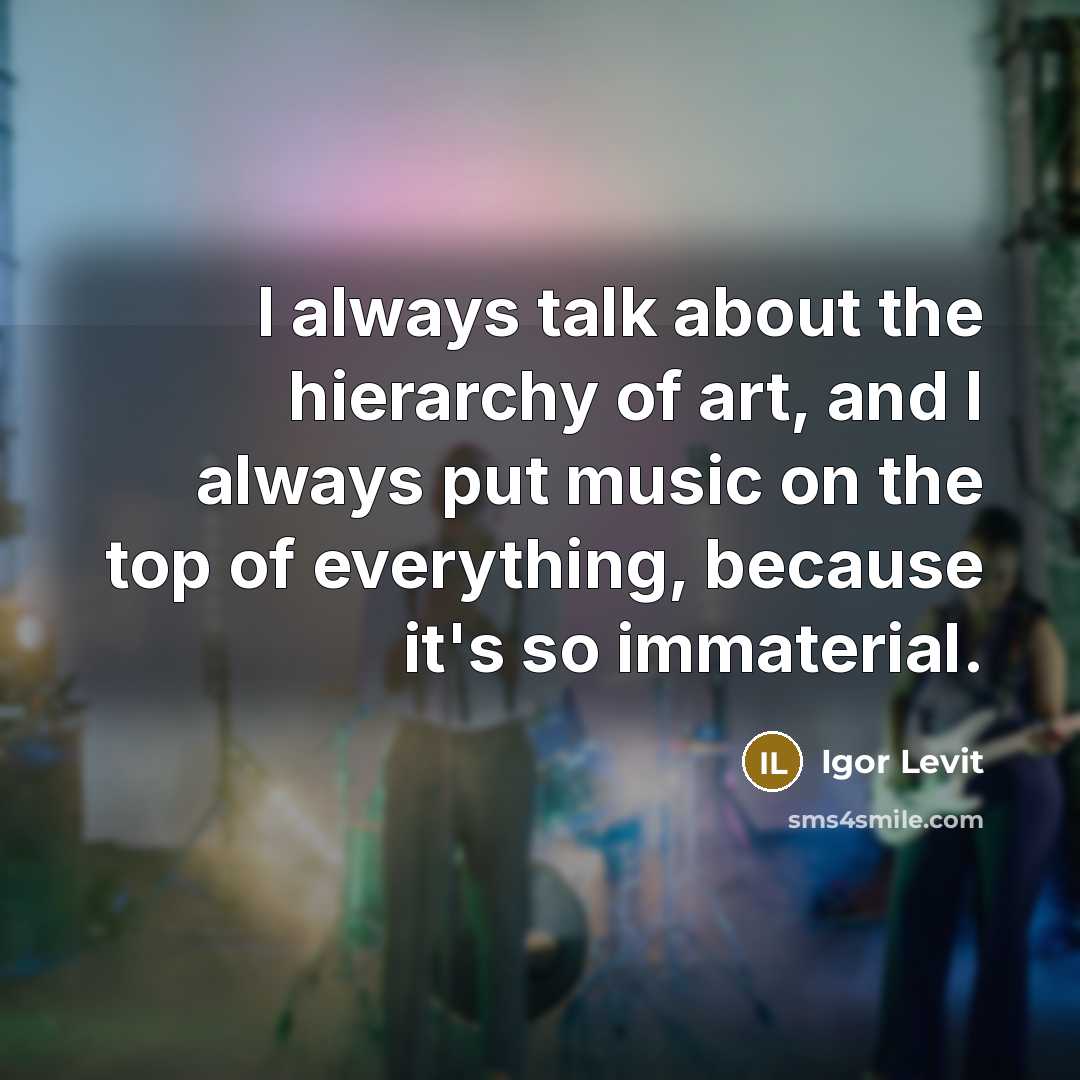 “I always talk about the hierarchy of art, and I…” quote by Igor Levit